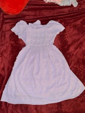 Girls Lavender Flutter-Sleeve Casual Dress